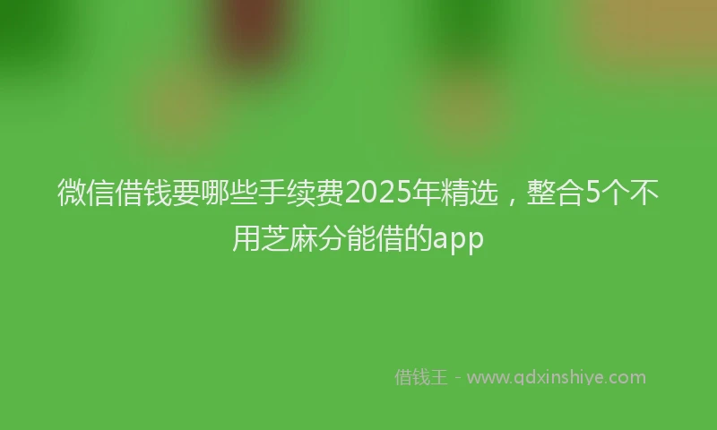 微信借钱要哪些手续费2025年精选，整合5个不用芝麻分能借的app