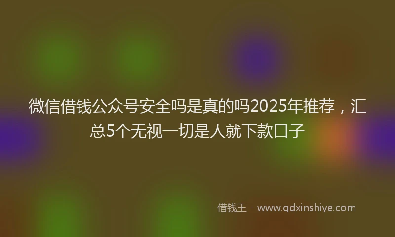 微信借钱公众号安全吗是真的吗2025年推荐，汇总5个无视一切是人就下款口子