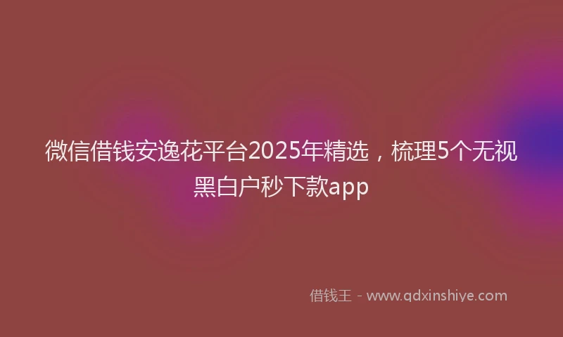 微信借钱安逸花平台2025年精选，梳理5个无视黑白户秒下款app