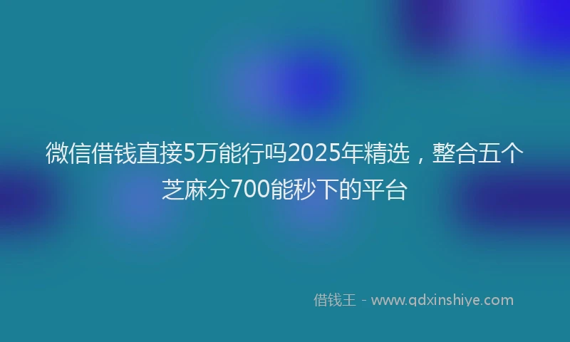 微信借钱直接5万能行吗2025年精选，整合五个芝麻分700能秒下的平台