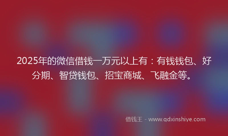 2025年的微信借钱一万元以上有：有钱钱包、好分期、智贷钱包、招宝商城、飞融金等。
