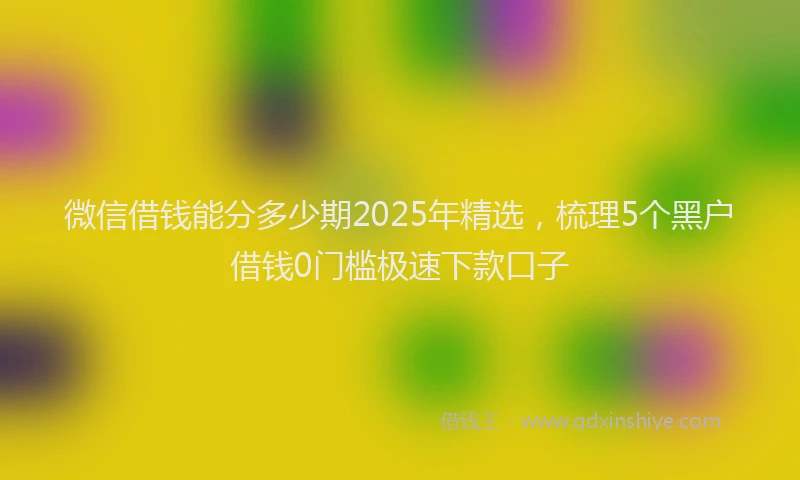 微信借钱能分多少期2025年精选，梳理5个黑户借钱0门槛极速下款口子