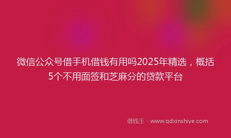 微信公众号借手机借钱有用吗2025年精选，概括5个不用面签和芝麻分的贷款平台