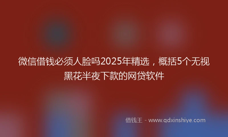 微信借钱必须人脸吗2025年精选，概括5个无视黑花半夜下款的网贷软件