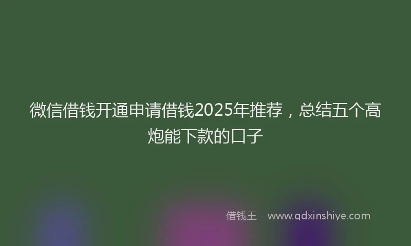 微信借钱开通申请借钱2025年推荐，总结五个高炮能下款的口子