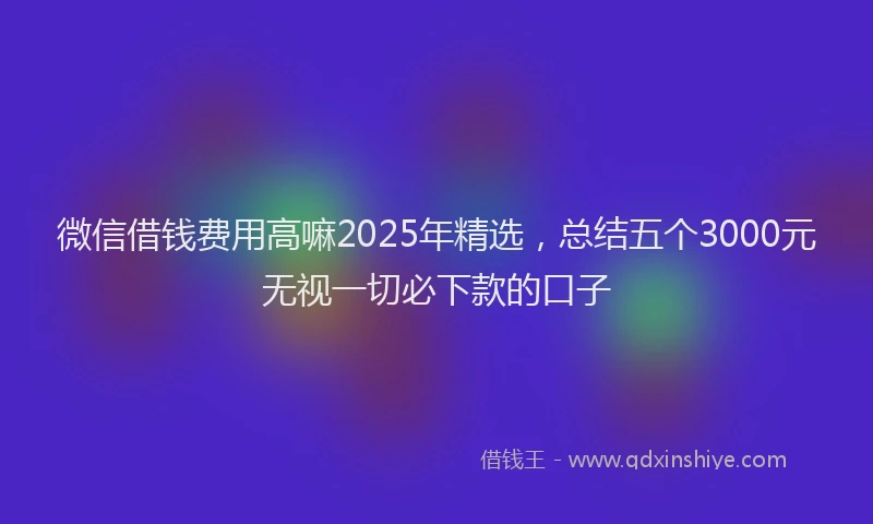 微信借钱费用高嘛2025年精选，总结五个3000元无视一切必下款的口子