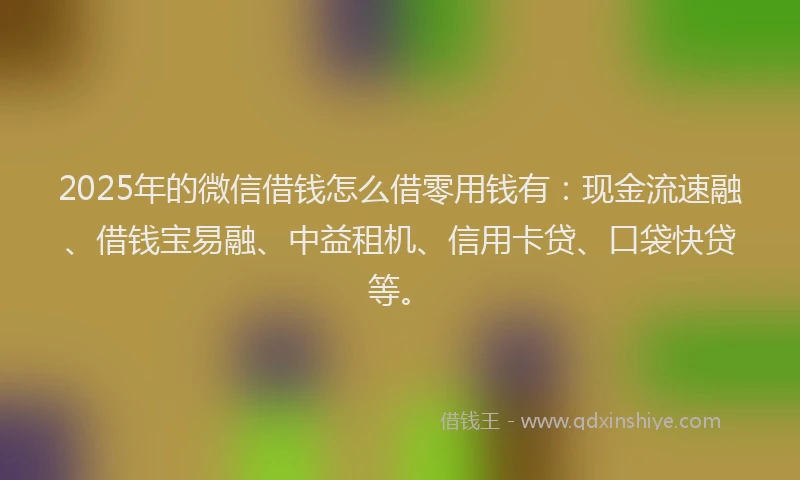 2025年的微信借钱怎么借零用钱有：现金流速融、借钱宝易融、中益租机、信用卡贷、口袋快贷等。