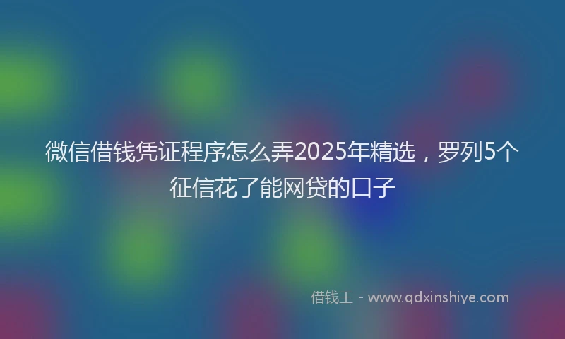 微信借钱凭证程序怎么弄2025年精选，罗列5个征信花了能网贷的口子