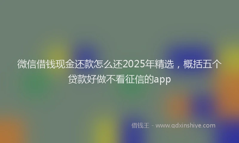 微信借钱现金还款怎么还2025年精选，概括五个贷款好做不看征信的app
