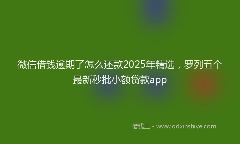 微信借钱逾期了怎么还款2025年精选，罗列五个最新秒批小额贷款app