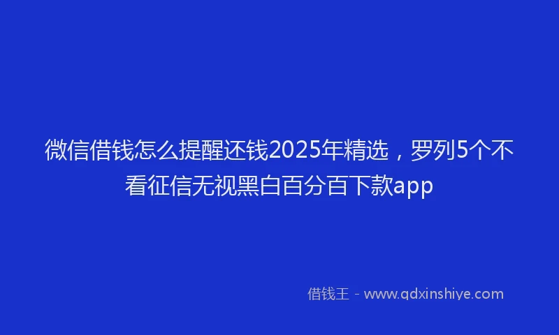 微信借钱怎么提醒还钱2025年精选，罗列5个不看征信无视黑白百分百下款app