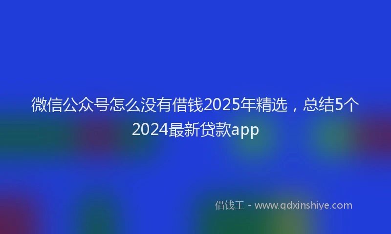 微信公众号怎么没有借钱2025年精选，总结5个2024最新贷款app