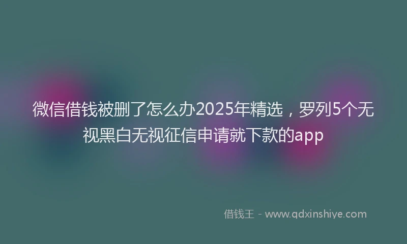 微信借钱被删了怎么办2025年精选，罗列5个无视黑白无视征信申请就下款的app