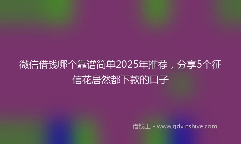 微信借钱哪个靠谱简单2025年推荐，分享5个征信花居然都下款的口子