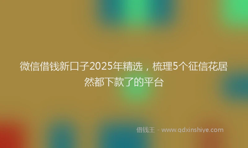微信借钱新口子2025年精选，梳理5个征信花居然都下款了的平台