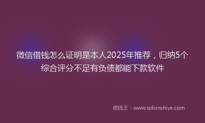 微信借钱怎么证明是本人2025年推荐，归纳5个综合评分不足有负债都能下款软件