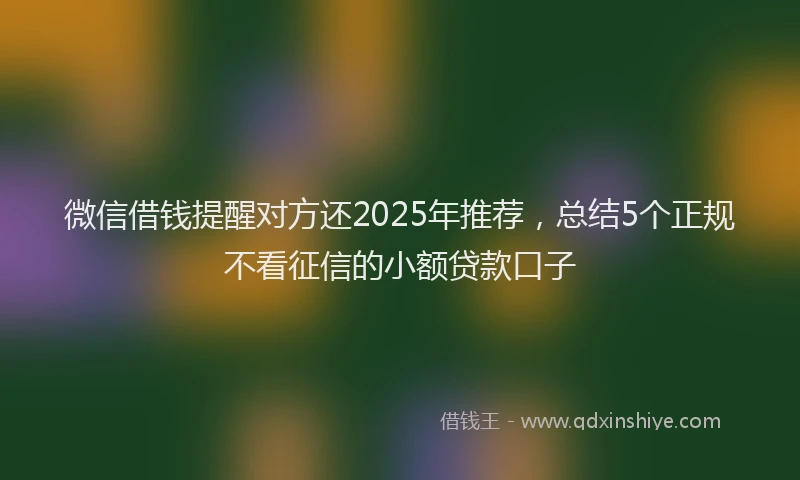 微信借钱提醒对方还2025年推荐，总结5个正规不看征信的小额贷款口子