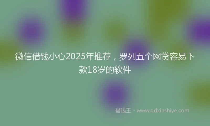 微信借钱小心2025年推荐，罗列五个网贷容易下款18岁的软件