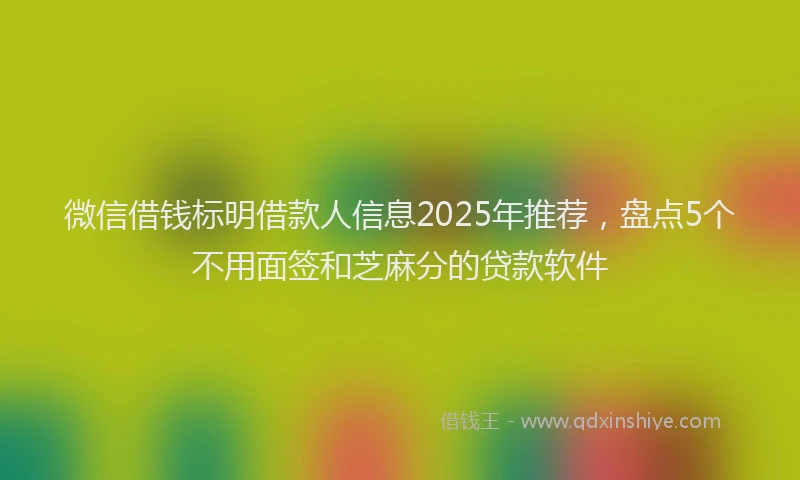 微信借钱标明借款人信息2025年推荐，盘点5个不用面签和芝麻分的贷款软件