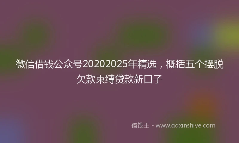 微信借钱公众号20202025年精选，概括五个摆脱欠款束缚贷款新口子