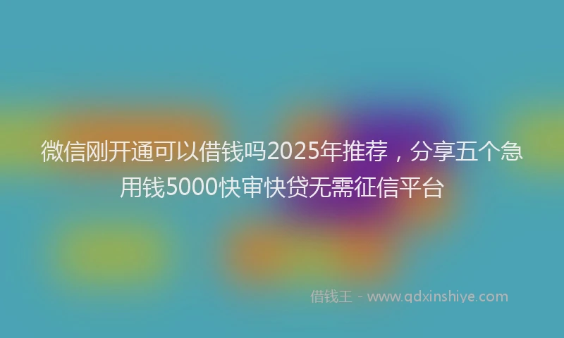 微信刚开通可以借钱吗2025年推荐，分享五个急用钱5000快审快贷无需征信平台