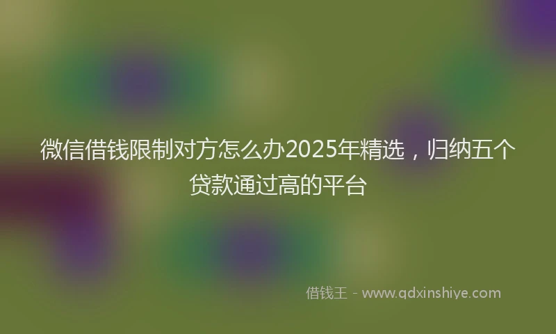 微信借钱限制对方怎么办2025年精选，归纳五个贷款通过高的平台