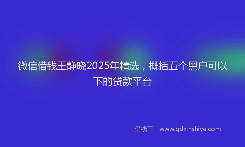 微信借钱王静晓2025年精选，概括五个黑户可以下的贷款平台