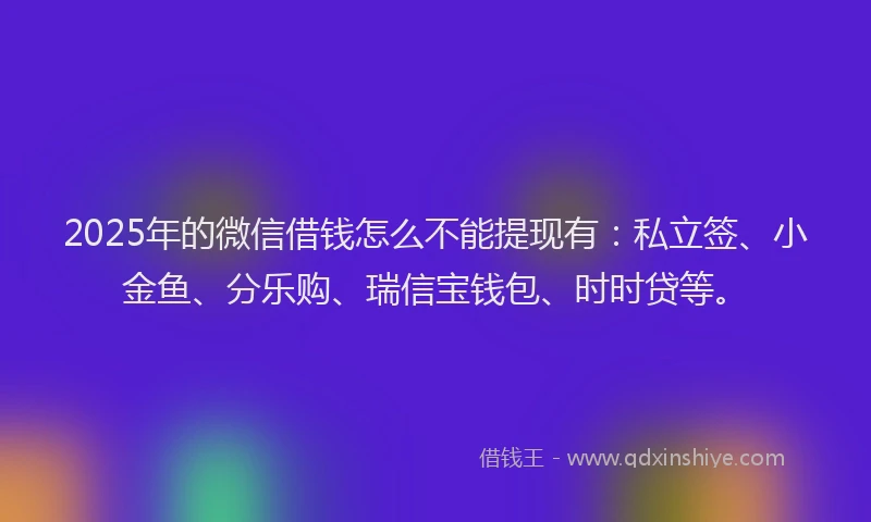 2025年的微信借钱怎么不能提现有：私立签、小金鱼、分乐购、瑞信宝钱包、时时贷等。