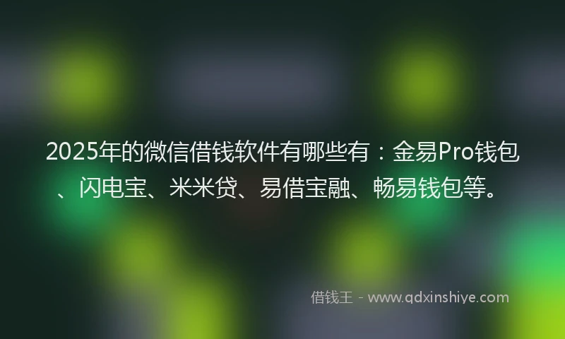2025年的微信借钱软件有哪些有：金易Pro钱包、闪电宝、米米贷、易借宝融、畅易钱包等。