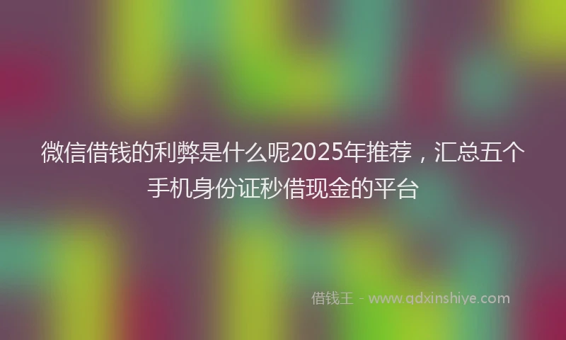 微信借钱的利弊是什么呢2025年推荐，汇总五个手机身份证秒借现金的平台