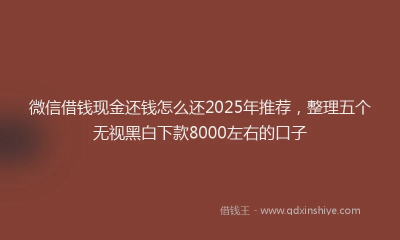 微信借钱现金还钱怎么还2025年推荐，整理五个无视黑白下款8000左右的口子