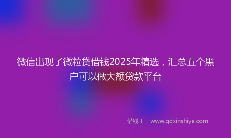 微信出现了微粒贷借钱2025年精选，汇总五个黑户可以做大额贷款平台