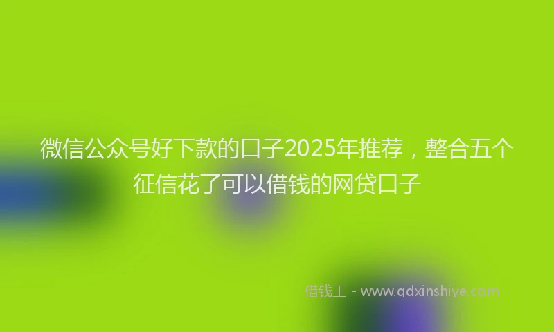 微信公众号好下款的口子2025年推荐，整合五个征信花了可以借钱的网贷口子