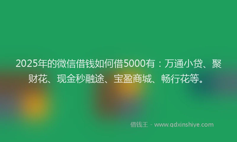 2025年的微信借钱如何借5000有：万通小贷、聚财花、现金秒融途、宝盈商城、畅行花等。