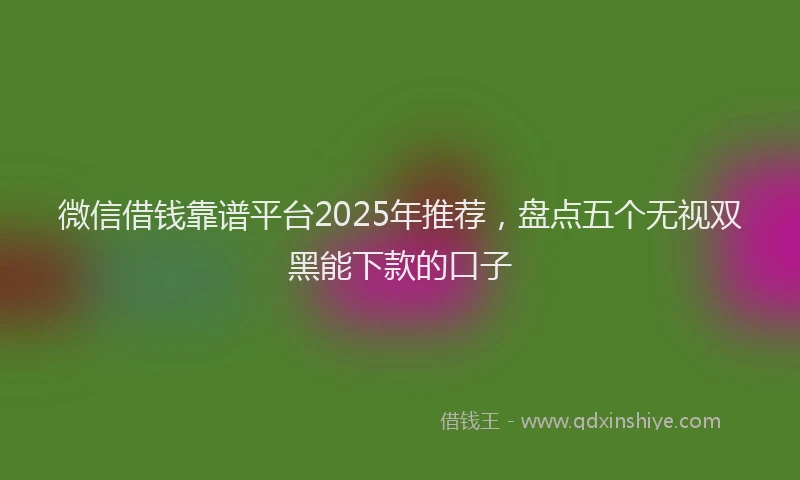 微信借钱靠谱平台2025年推荐，盘点五个无视双黑能下款的口子