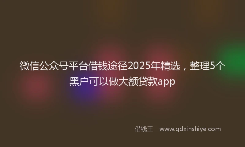 微信公众号平台借钱途径2025年精选，整理5个黑户可以做大额贷款app
