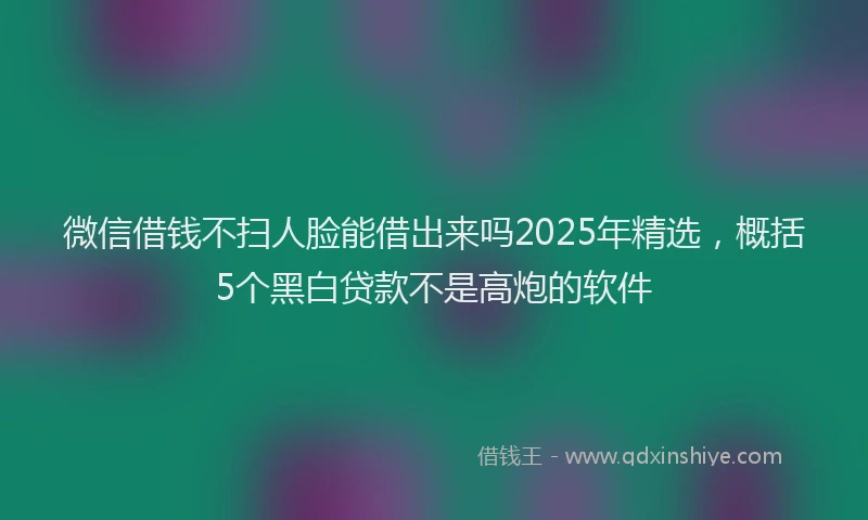 微信借钱不扫人脸能借出来吗2025年精选，概括5个黑白贷款不是高炮的软件