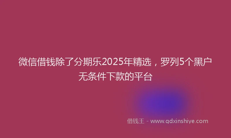 微信借钱除了分期乐2025年精选，罗列5个黑户无条件下款的平台