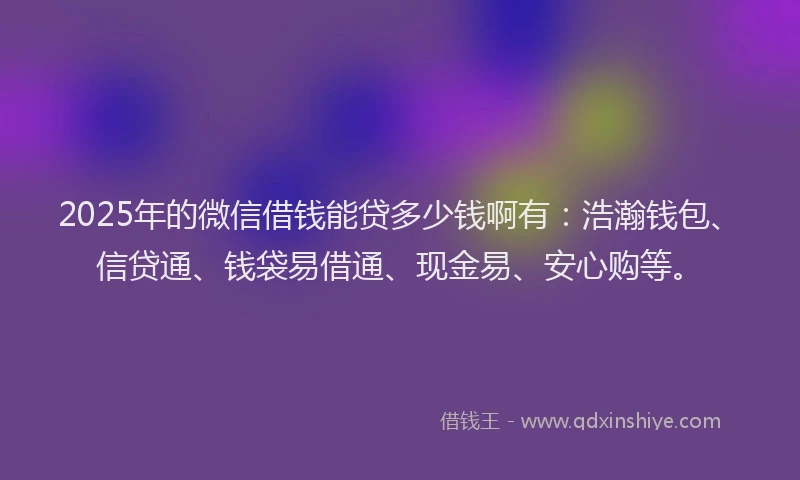 2025年的微信借钱能贷多少钱啊有：浩瀚钱包、信贷通、钱袋易借通、现金易、安心购等。
