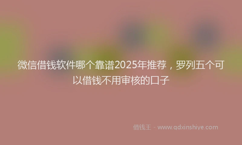 微信借钱软件哪个靠谱2025年推荐，罗列五个可以借钱不用审核的口子
