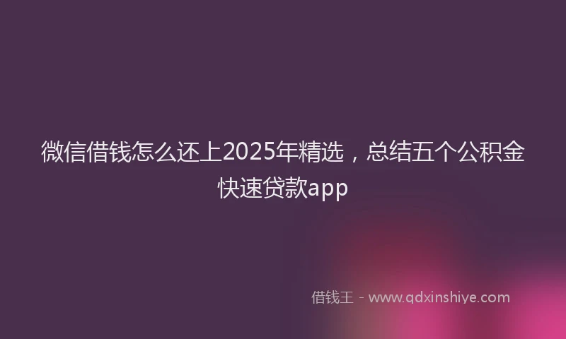 微信借钱怎么还上2025年精选，总结五个公积金快速贷款app