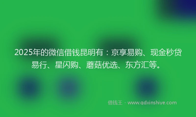2025年的微信借钱昆明有：京享易购、现金秒贷易行、星闪购、蘑菇优选、东方汇等。
