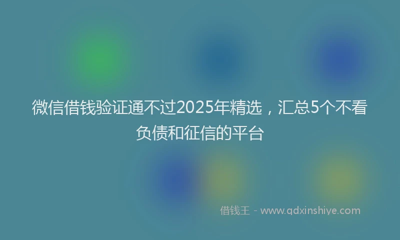 微信借钱验证通不过2025年精选，汇总5个不看负债和征信的平台