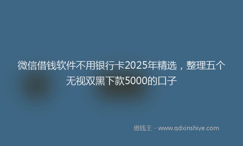 微信借钱软件不用银行卡2025年精选，整理五个无视双黑下款5000的口子