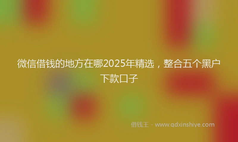微信借钱的地方在哪2025年精选，整合五个黑户下款口子