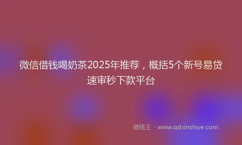微信借钱喝奶茶2025年推荐，概括5个新号易贷速审秒下款平台