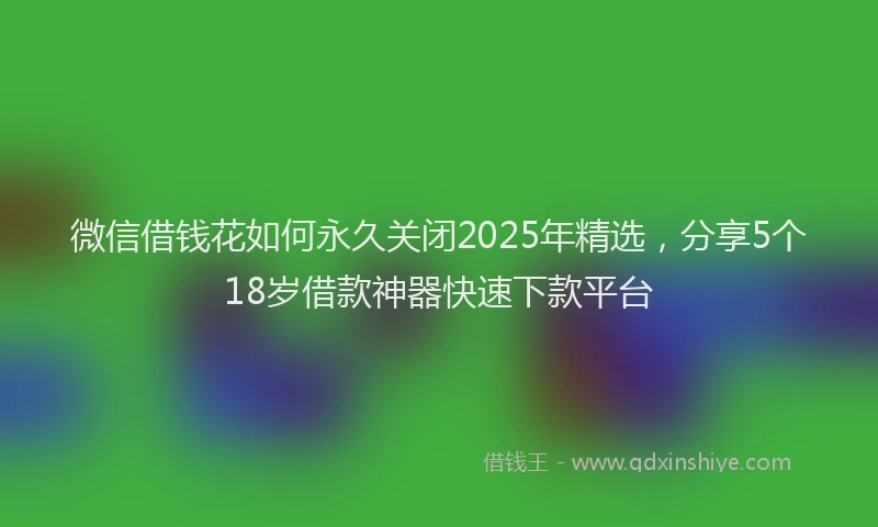 微信借钱花如何永久关闭2025年精选，分享5个18岁借款神器快速下款平台