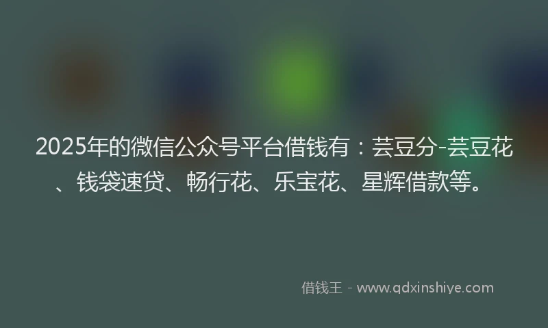2025年的微信公众号平台借钱有：芸豆分-芸豆花、钱袋速贷、畅行花、乐宝花、星辉借款等。