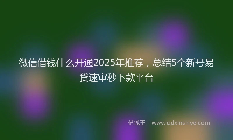 微信借钱什么开通2025年推荐，总结5个新号易贷速审秒下款平台