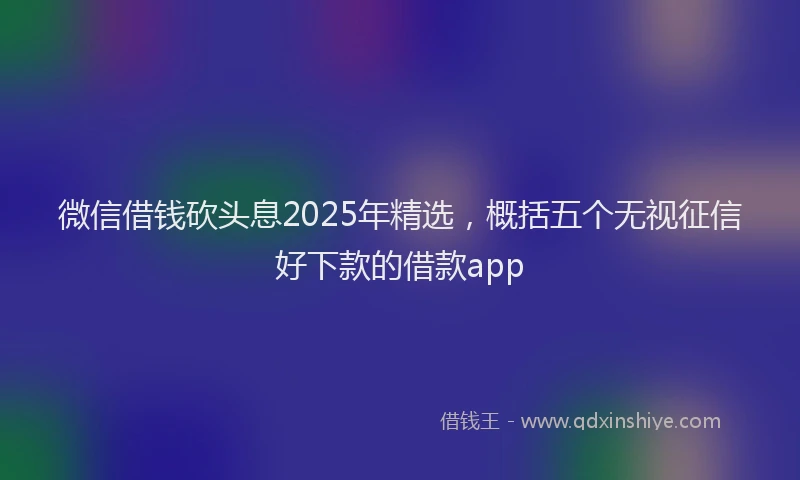 微信借钱砍头息2025年精选，概括五个无视征信好下款的借款app